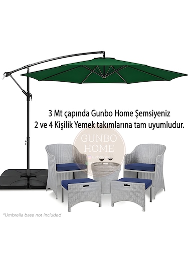 Gunbo Home 3 Mt 8 Kaburga Full Demir 21 Kg Yeşil Bahçe Şemsiyes