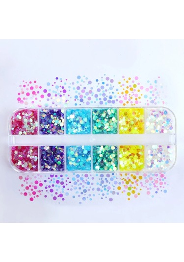 Holografik Yuvarlak Tırnak Süsleme Folyo Pulları Renkli Nail Art