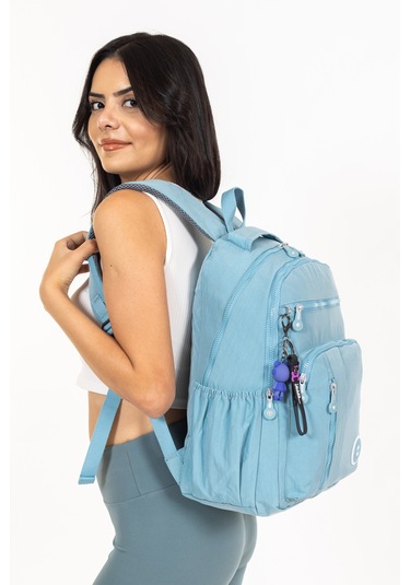 Modern Tarzda Su Geçirmez Krınkil Kumaş Okul Sırt Çantası Hafif, Konforlu Ve Fonksiyonel Tasarım - Buz Mavisi Buz Mavisi