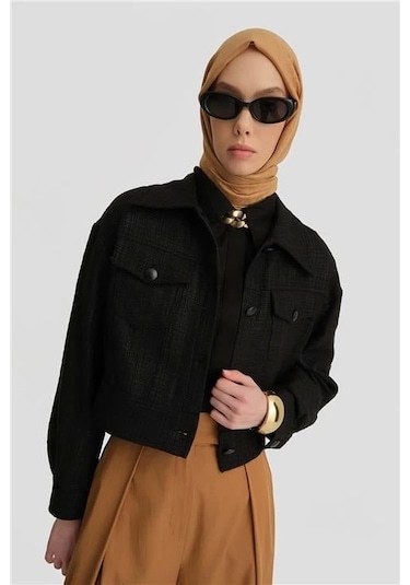 Armine Parlak Baskılı Tüvit Ceket 25y5900 Siyah Siyah