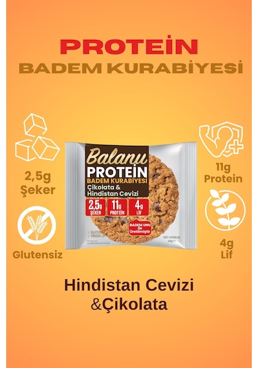 Balanu Protein Çikolata & Hindistan Cevizi Badem Kurabiyesi 60gr X3 Adet