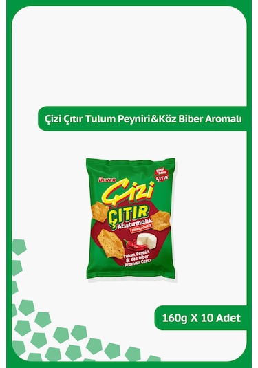 Çizi Çıtır - Tulum Peyniri&köz Biber Aromalı - Parti Boy - 160 Gram - 10 Adet