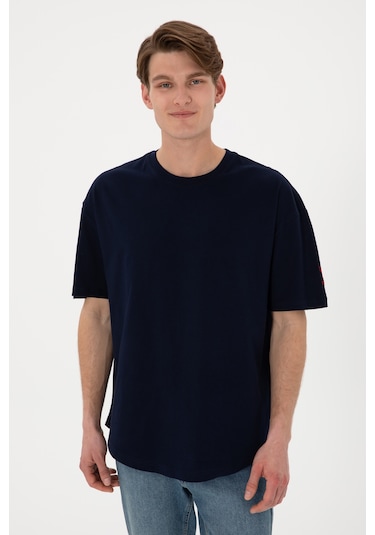 U.S. Polo Assn. Erkek Long Fit Bisiklet Yaka Lacivert Basic Tişört 50305988-VR033