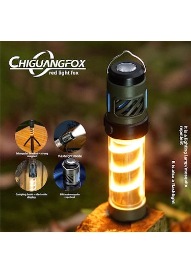 Reedark Dış Mekan Led Uçucu Kovucu Kamp Lambası - Type-c Şarjlı, Taşınabilir, Manyetik Üçgen Ayağı, Çadır Stüdyosu Işığı Siyah Çok Renkli