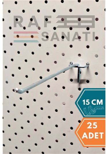 25 Adet Fon Kancası 15 Cm Delikli Pano Kancası - Askı Kanca Raf Galvaniz