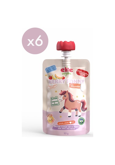 Berry Pony Organik Karışık Meyve Püresi 110 Gr 6 Adet