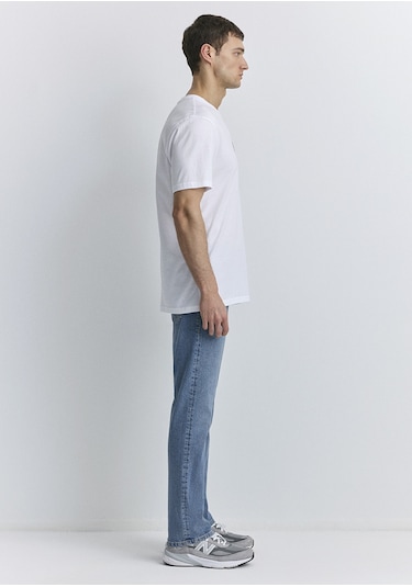 Mavi - Hav Baskılı Beyaz Tişört 0612759-620 Beyaz