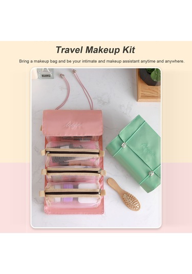 Moveevo 4'ü 1 Arada Makyaj Kozmetik Çantası Tuvalet Çantası Taşınabilir Büyük Kapasiteli Katlanır Depolama Düzenleyici