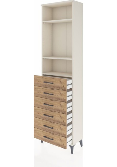Arges Dolap 3 Raflı 6 Çekmeceli 60x30x221 Aytaşı-çam Aytaşı