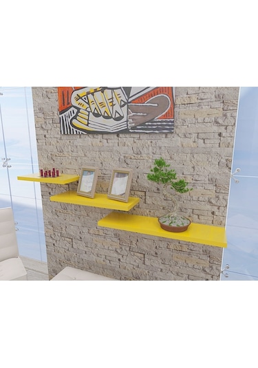 Peakdizayn 3'Lü Duvar Rafı Seti Renkli