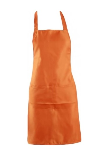 Novahub Turuncu Aşınma Önleyici Cepli Önlük Mutfak Pişirme Önlüğü Kalınlaşmak Kolsuz Önlük Turuncu