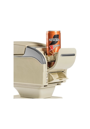 Oto Kolçak Sürgülü Ve Usb Şarj Girişli Tüm Araçlara Uyumlu Kol Dayama 7 Usb Girişli Kolçak Bej