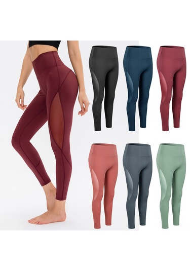 Jeehugo Kadınlar İçin Yüksek Bel Daraltıcı, Ağ Şeritli, Esnek Spor Tayt - Yoga, Koşu Ve Egzersiz İçin Gri Avrupa Beden S Koyu Gri