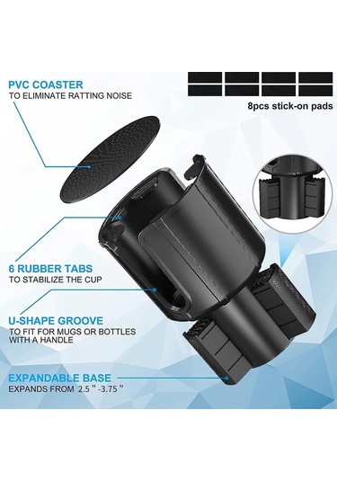 Maiyame Araç İçecek Tutucu Genişletici Adaptörü Ayarlanabilir Taban, 3.2-3.8 İnç Çaplı Suluklar İçin, Silikon Mat Ve Kalın Yastıklar, 2 Adet