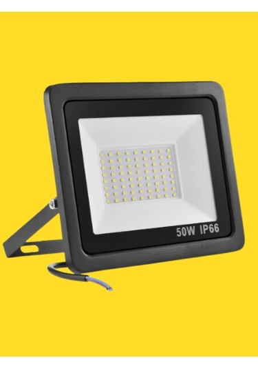 50 Watt Siyah Slim Kasa Sarı Amber Işık Ip65 Led Projektör