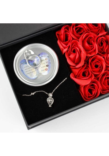 Mobgift Sevgiliye Özel Kutulu Gül Dolu İstiridye İnci Kolye