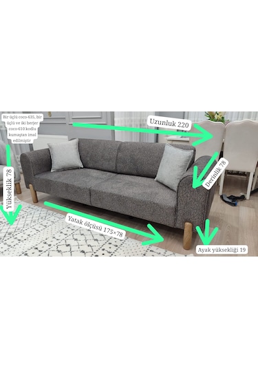 Mimoza Bohem Koltuk Takımı Antrasit - Gri