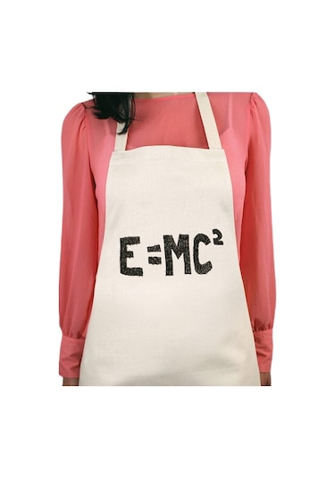 E=Mc2 Baskılı Su İtici Özellikli Mutfak Önlüğü