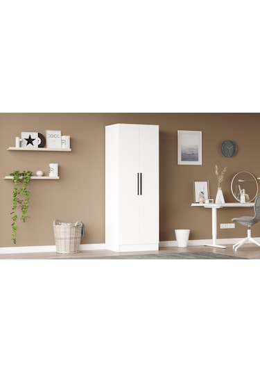 Robin Home Lukas 2 Kapaklı Gardırop Elbise Dolabı Beyaz