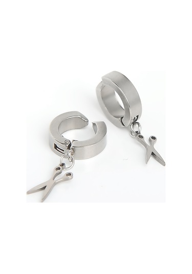 Makaslı Sıkıştırmalı Erkek Küpe Çelik Takı Aksesuar P24 T5 Çelik