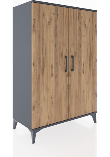 Hyperion Dolap 2 Kapaklı Tek Askılı 88x44x134 Antrasit-çam Antrasit