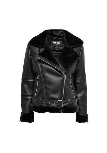 Only 15260002 Onlagnete Faux Leather Bıker Black Kadın Deri Mont Siyah
