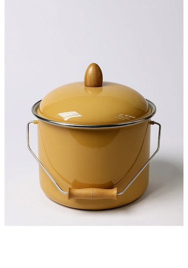 Alev Emaye Renkli Bakraç 5 Lt Yoğurt Tenceresi Bakliyat Saklama Tenceresi 22 Cm 5 Lt Hardal Sarısı