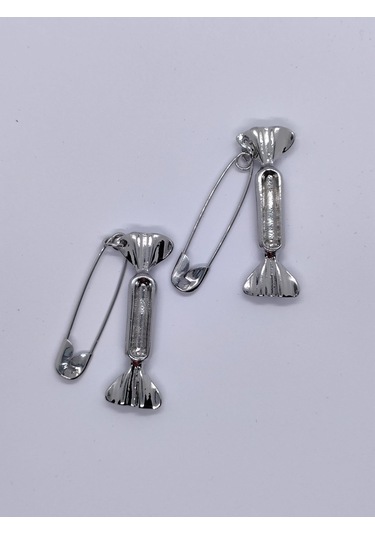 Sapphire Store Gümüş Renk Özel Tasarım Çengelli İğne Detaylı Küpe Gümüş