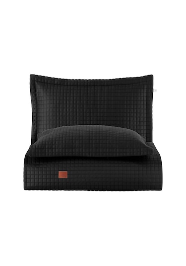 Elegante %100 Pamuk Saten Yatak Örtüsü Seti Antrasit Bej