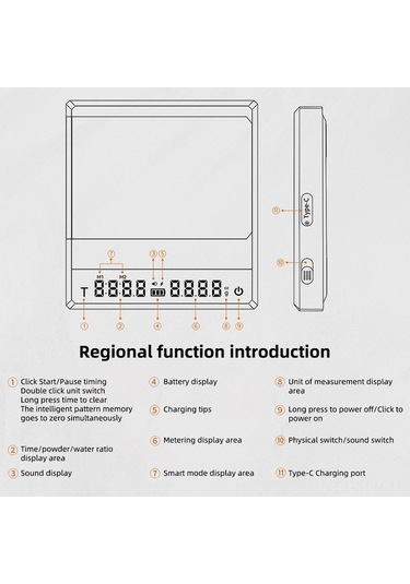 Novahub 3 Modlu Kahve Terazisi: 0.1g Doğruluk, 2000g Kapasite, Type-c Şarj, Zamanlayıcı Beyaz Beyaz