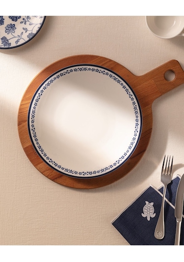 Madame Coco Rêve Bleu Joie Servis Tabağı 25 cm Mavi - Beyaz