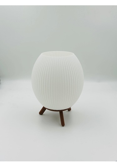 Küre Tasarım 3d Baskı 13 Cm Masa Lambası Pilli Mum Işıklı Dekoratif Gece Lambası Beyaz