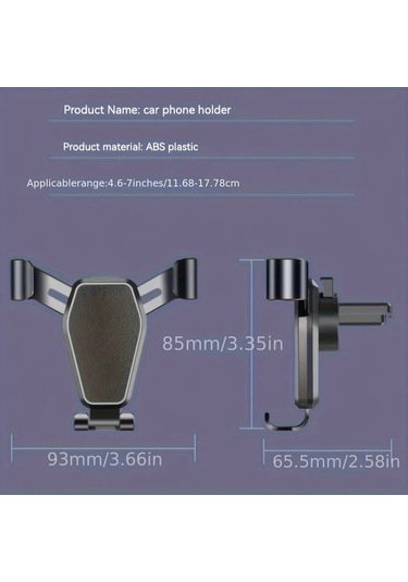 Primepickings Siyah Yerçekimli Araç Tutucu - Titreme Önleyici Fabrika Navigasyon Telefon Askısı