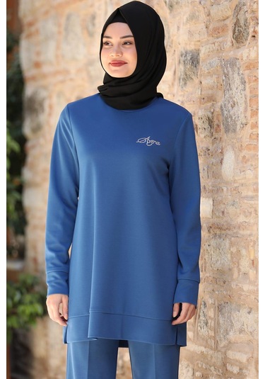 Cemre Tesettür Takım Mavi Mavi