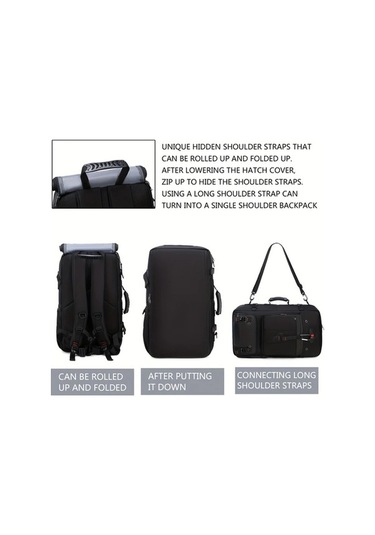 Pazly Çok Amaçlı Büyük Kapasiteli Siyah Gri Sırt Çantası Laptop Kılıfı Usb Şarj Portu Erkek Kadın İçin Yürüyüş Kamp Ayakkabı Bölmesi Dayanıklı Polyester Siyah - Gri