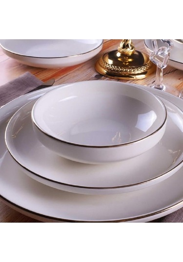 Porselen Elif 24 Parça Altın File-star Yemek Takımı