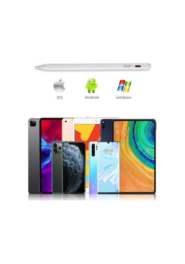 Go Des GD-P1207 Tüm Cihazlar ile Uyumlu Sensitive Stylus Pencil Kapasitif Dokunmatik Kalem - ZORE-260228 Beyaz