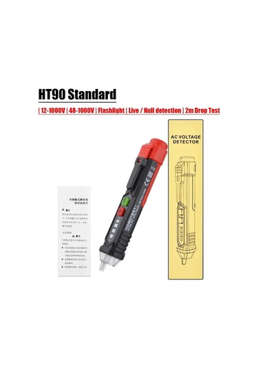 Habotest Ht100 Temız Alarm Ac Gerilim Dedektörü Mee Akıllı Test Cihazı Kalem 12- Ht90 &