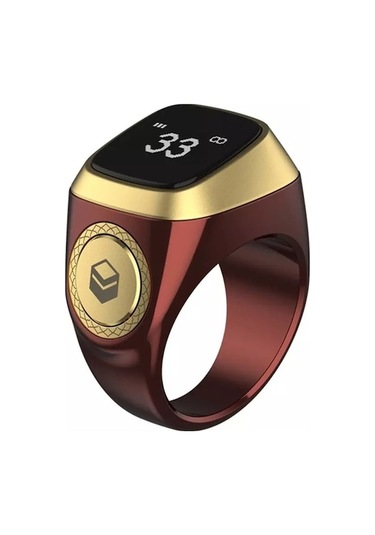 Ezan Okuyan Dijital Yüzük Tesbih Zikirmatik - Bordo Gn