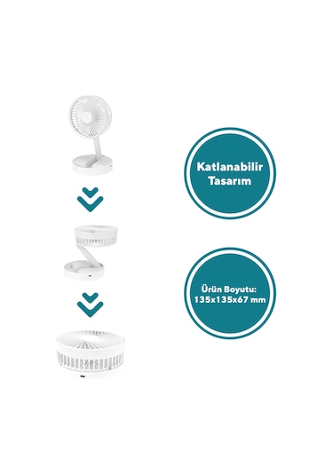 Kumtel KUF-106 Şarj Edilebilir Masa El Fanı