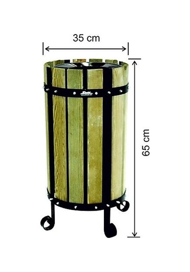 Ahşaplı Yuvarlak 28 Lt İç Kovalı Çöp Kovası Arı Metal 2101