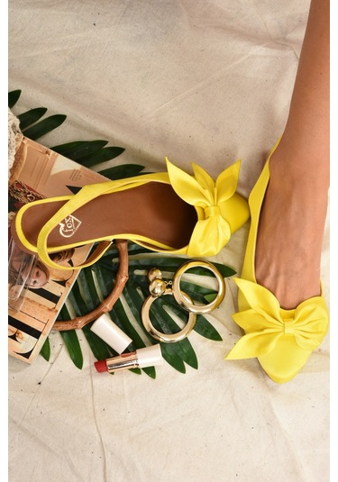 Fox Shoes Sarı Kumaş Kadın Babet H726809004 Sarı