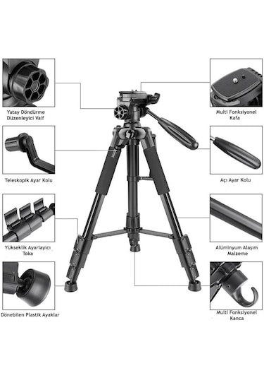 Neepho Profesyonel 175 CM DSLR ve Cep Telefon Tripod + Bluetooth Kumanda