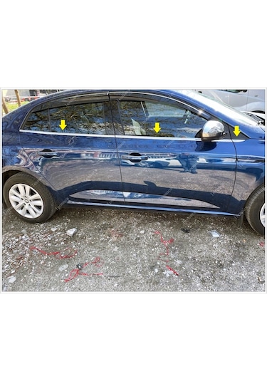 Renault Megane 4 Sedan Krom Cam Çıtası 6 Prç 2015 Üzeri P.Çelik