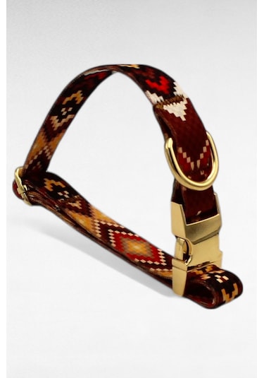 Caramelos İsimli Köpek Tasması, Yavru Köpek Tasması, Küçük Irk Köpek Tasması, Metal Kilit, 1,5 Cm Kahverengi - Siyah