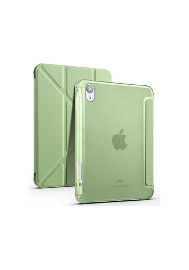 Apple Uyumlu iPad Mini 2021 (6.Nesil) Kılıf Tri Folding Kalem Bölmeli Standlı