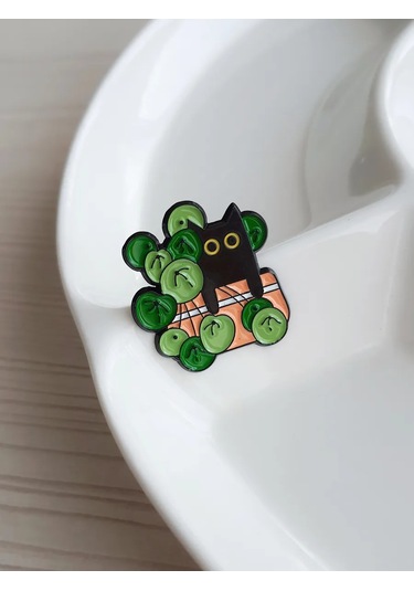 Proshik Siyah Kedi Broş Rozet 293476564 Siyah