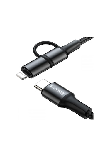 Baseus Twins 2in1 60W Type-C to Type-C + Lightning Kablo Siyah CATLYW-01