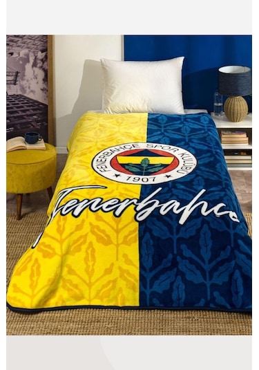 Yeni Sezon Fenerbahçe Lisanslı Taraftar Tek Battaniye Sarı - Lacivert