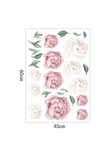 Wezone Pembe Papatya Desenli Pvc Duvar Sticker - Su Geçirmez, Çıkarılabilir, Özelleştirilebilir Ev Dekoru 60x45 Cm Açık Pembe